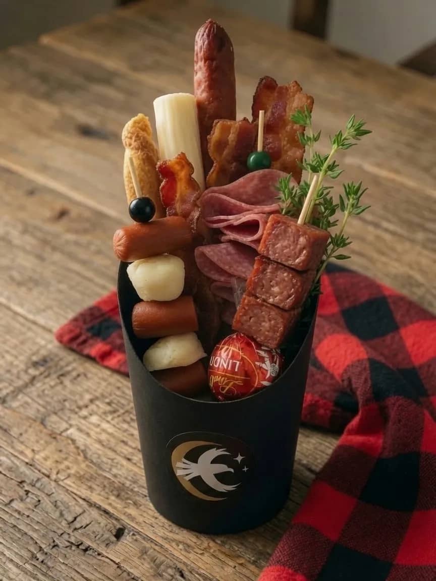 The Vulture charcuterie cup packed with premium cured meats and artisan cheeses