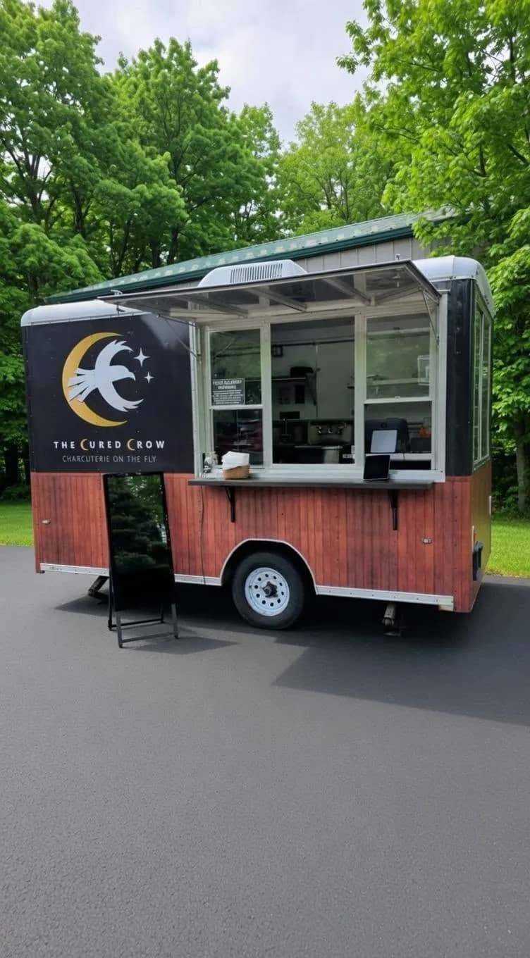 The Cured Crow charcuterie trailer at an outdoor event in Anoka, Minnesota